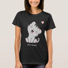 Camiseta de Gatito Atigrado Gris Adorable y Corazó