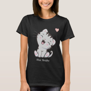 Camiseta de gatito atigrado gris lindo y corazón