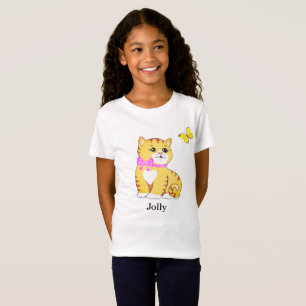 Camiseta de gatito atigrado lindo y mariposa