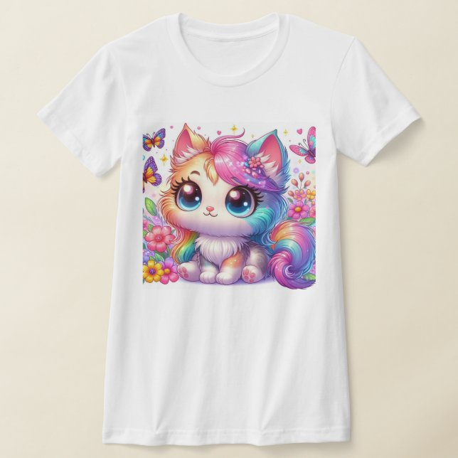 Camiseta de gatito colorido (Distribución)