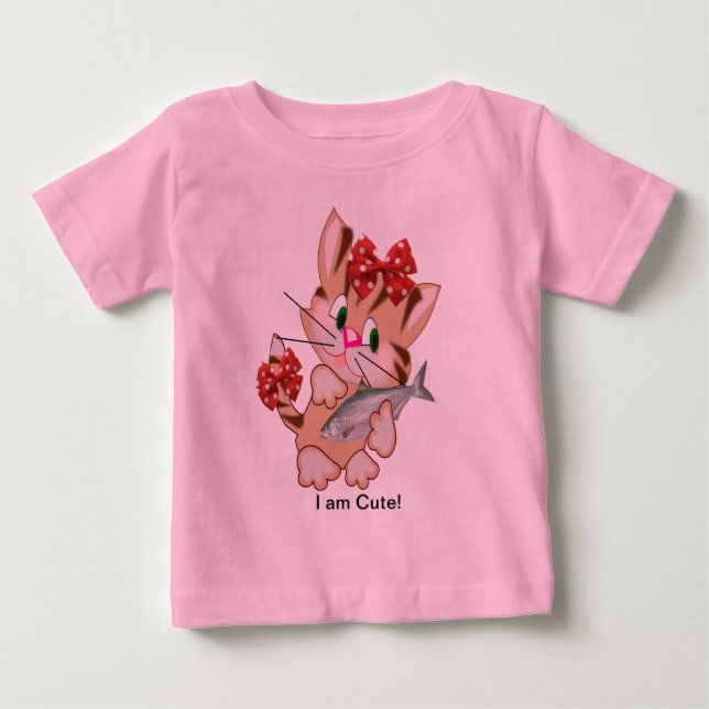 Camiseta de gatito con pez bebé (Anverso)