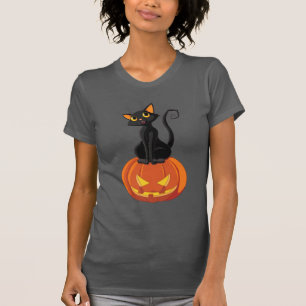 Camiseta de gatito de Halloween con gato y calabaz
