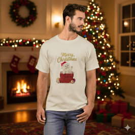 Camiseta de gatito de Navidad con sombrero de Sant