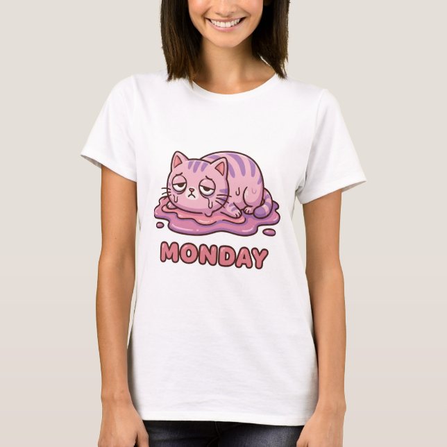 Camiseta de gatito derretido "Odio los lunes" iden (Anverso)