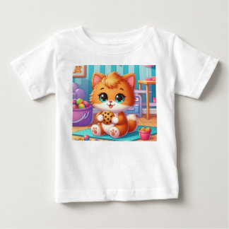 Camiseta de Gatito Juguetón Con Una Galleta