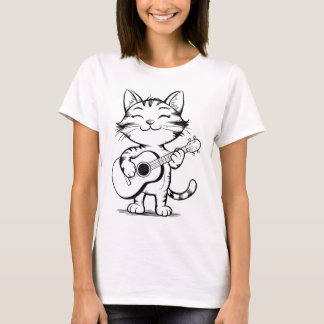 Camiseta de gatito lindo tocando la guitarra – Ado