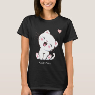 Camiseta de gatito lindo y corazón