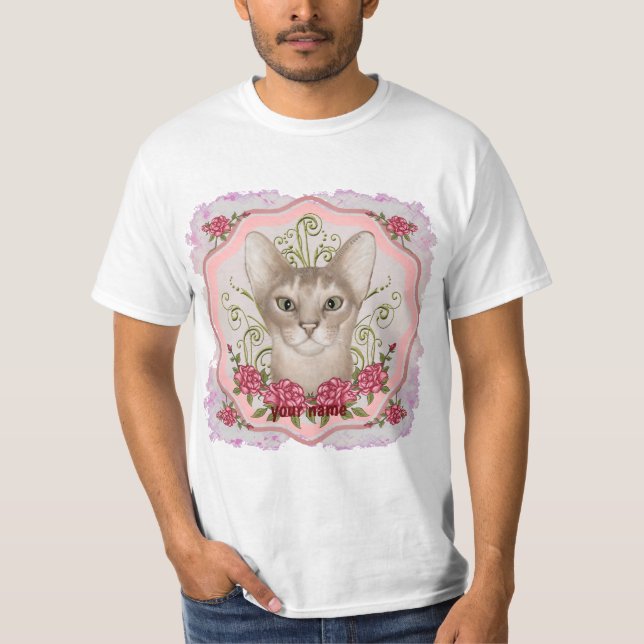 Camiseta de gato abisinio de Rosas  (Anverso)