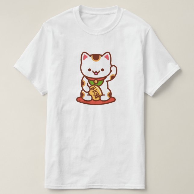 Camiseta de gato afortunada MANEKI-NEKO - Blanco (Diseño del anverso)
