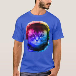 Camiseta de gato astronauta colorida