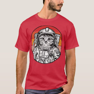 Camiseta de gato astronauta de casco