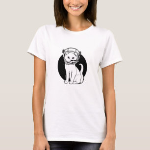 Camiseta de gato astronauta para mujeres Blanco