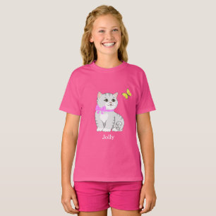 Camiseta de gato atigrado lindo y pajarito