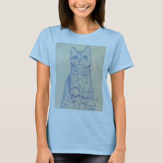 Camiseta de gato azul claro