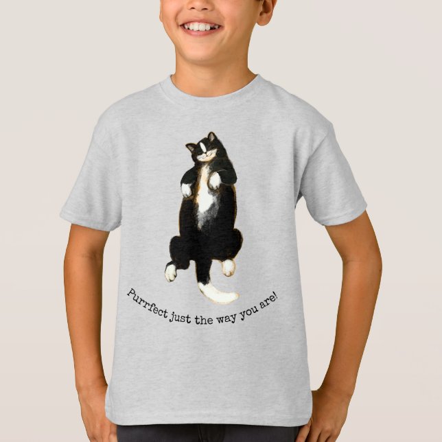 Camiseta de gato blanco y negro (Anverso)