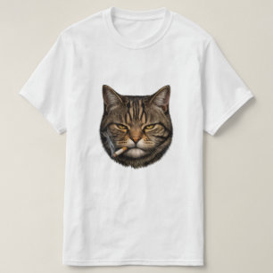 Camiseta de Gato Burlón Genial con Cigarrillo