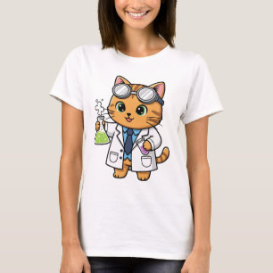 Camiseta de gato científico lindo – Gráfico geek a