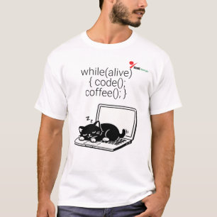 Camiseta de gato Código Café Repetir