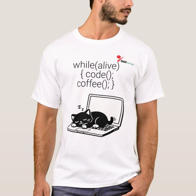Camiseta de gato Código Café Repetir (Anverso)