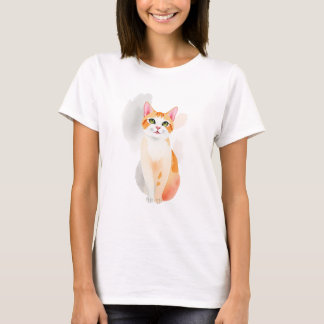 Camiseta de gato color agua de moda para mujeres -