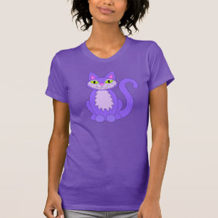 Camiseta de gato con colmillo torcido púrpura