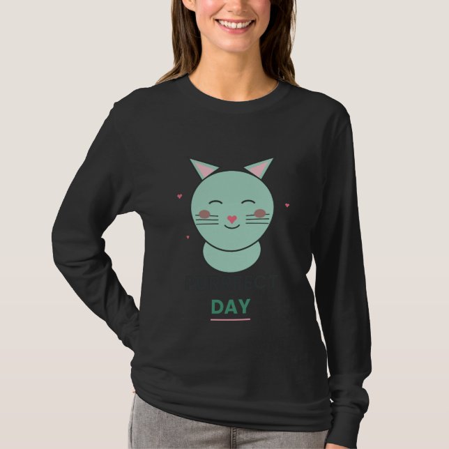 Camiseta de gato con corazón de día perfecto (Anverso)