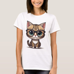 Camiseta de gato con gafas