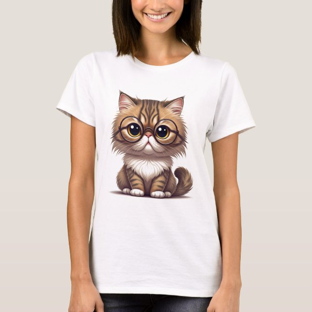 Camiseta de gato con gafas (Anverso)