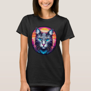 Camiseta de gato con ojos azules al amanecer
