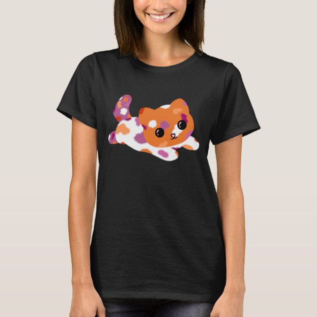 Camiseta de gato con orgullo lésbico (Anverso)