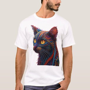 Camiseta de gato con textura tejida abstracta y co