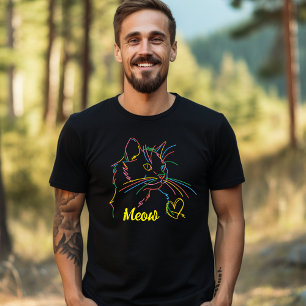 Camiseta de gato creativo de fondo oscuro