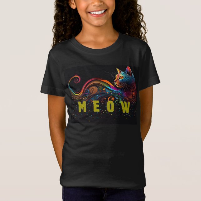 Camiseta de gato de arte digital para niños (Anverso)