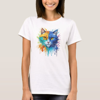 Camiseta de gato de arte pintado