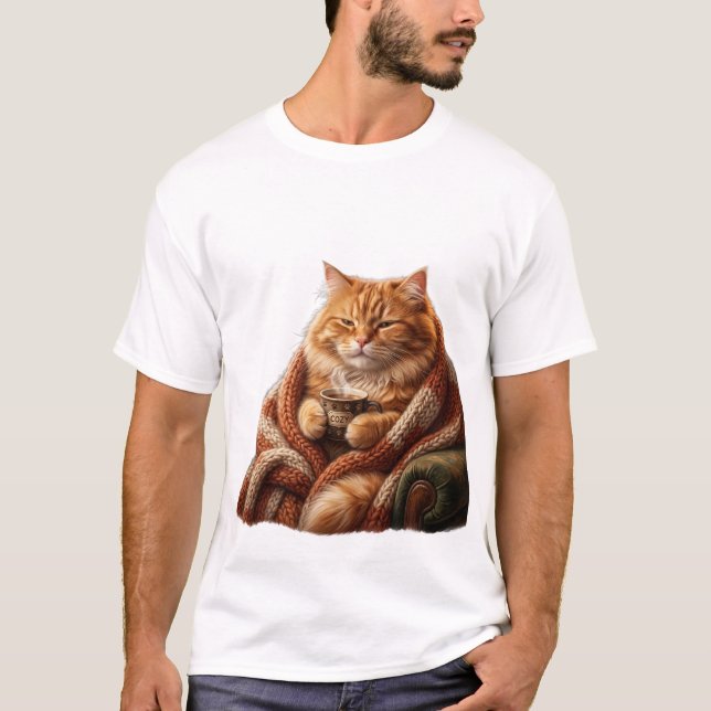 Camiseta de Gato de Café Acogedor (Anverso)