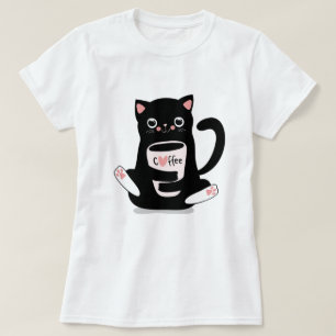 Camiseta de gato de café lindo