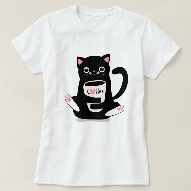Camiseta de gato de café lindo (Diseño del anverso)