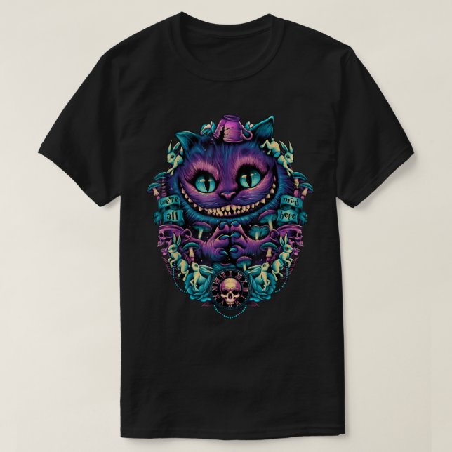 Camiseta de gato de Cheshire Alicia en gráfico de  (Diseño del anverso)