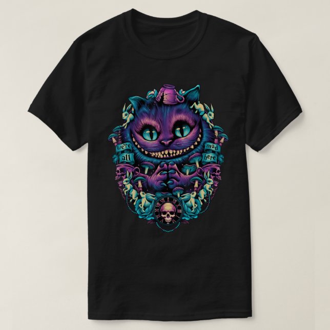 Camiseta de gato de Cheshire Alicia en T-S gráfico (Diseño del anverso)