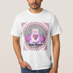 Camiseta de Gato de Corazón a Cuadros