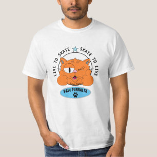 Camiseta de gato de dibujos animados patinando Paw