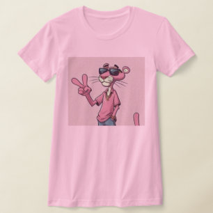 Camiseta de gato de dibujos animados rosa genial  