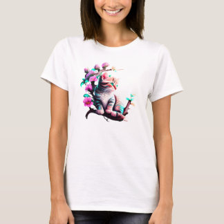 Camiseta de gato de flor acrílica