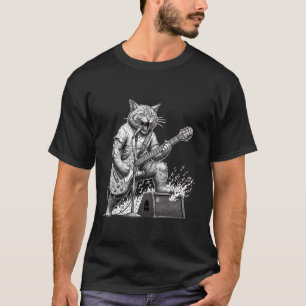 Camiseta de gato de guitarra de rock para hombres 