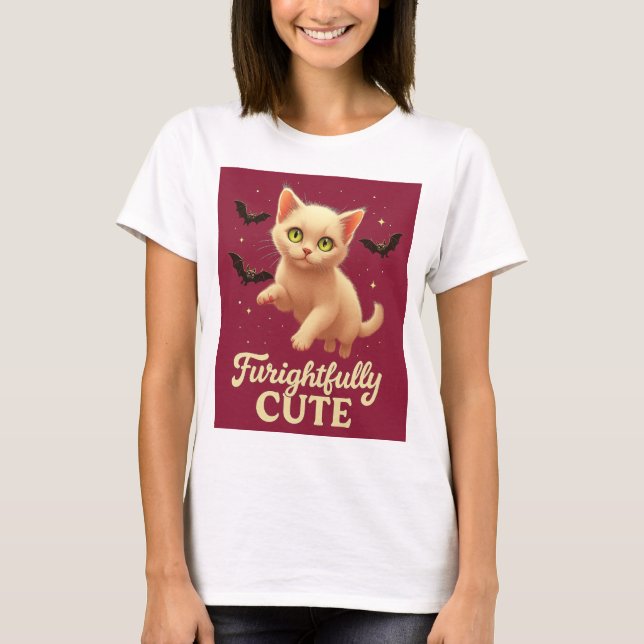 Camiseta de gato de Halloween terriblemente linda (Anverso)