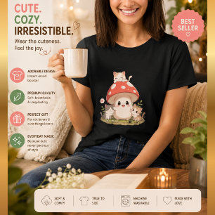 Camiseta de gato de hongo lindo – Musgo Kawaii Cot