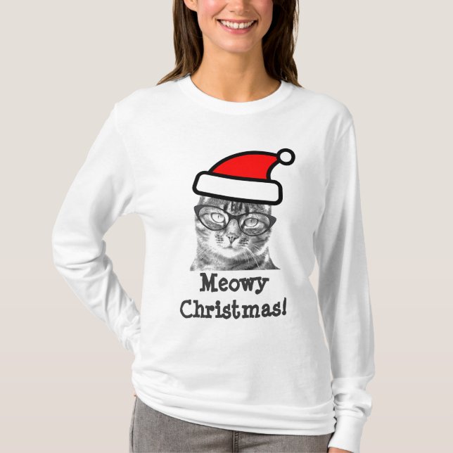 Camiseta de gato de Meowy Navidades | Cute Santa K (Anverso)
