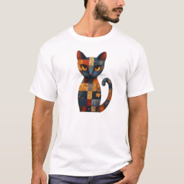 Camiseta de gato de mosaico