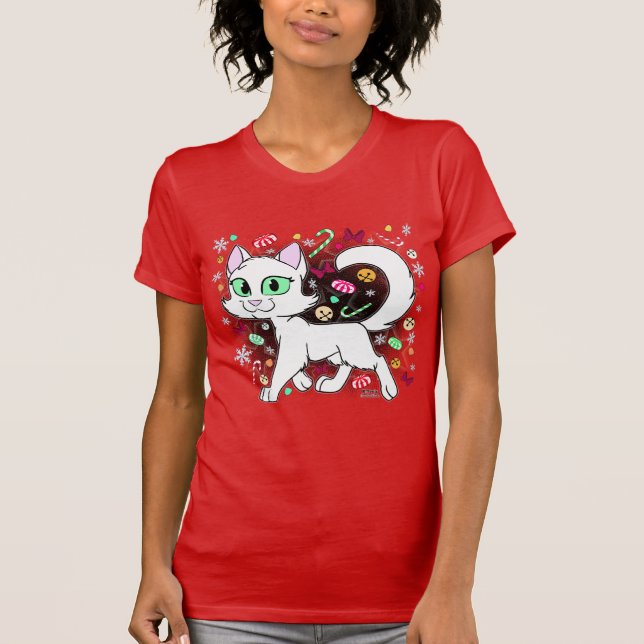 Camiseta de gato de Navidad (Rojo) (Anverso)