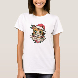 Camiseta de gato de Navidad vintage Furry Claus